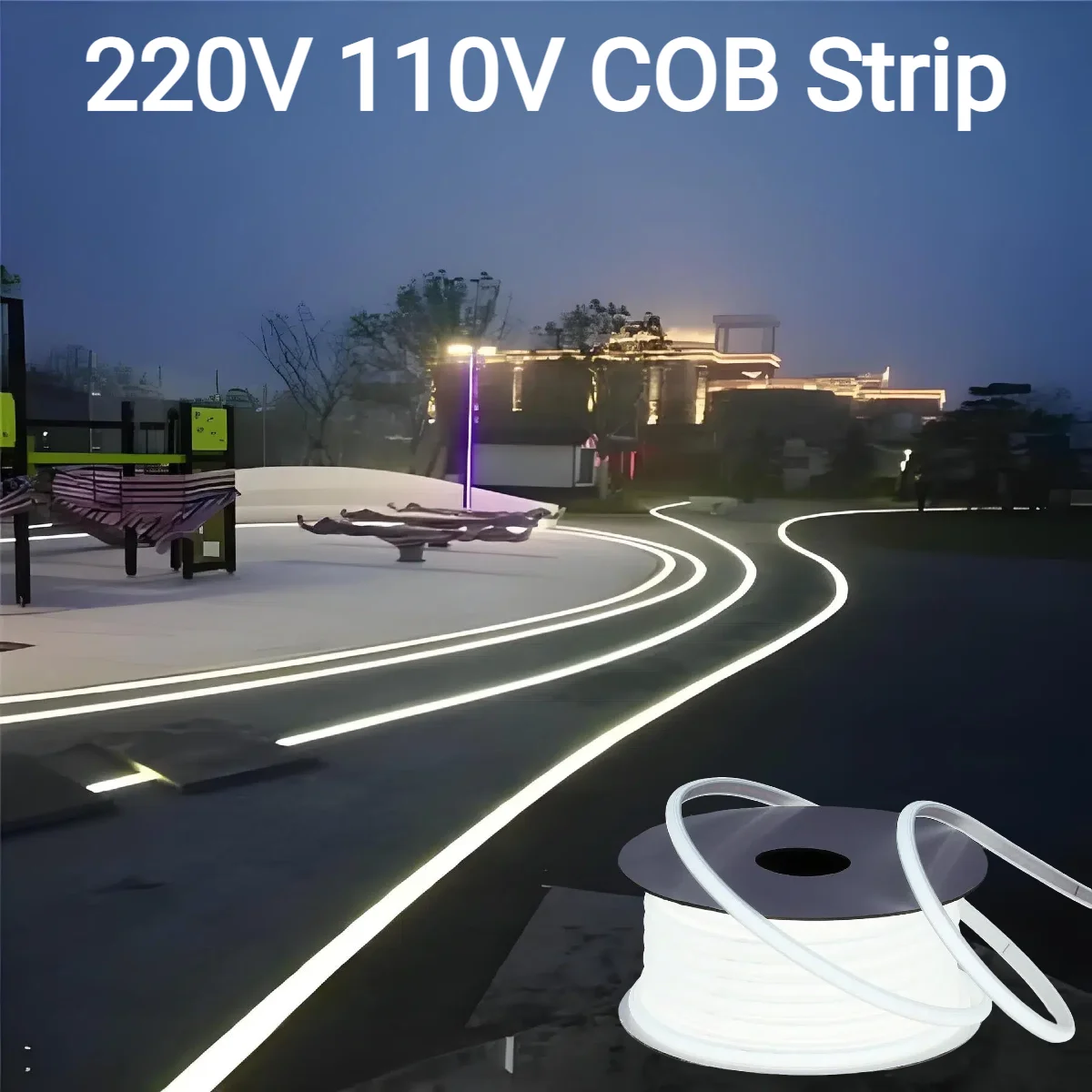 Outdoor Lighting Led Strip - 220V 110V 純シリコンゲルCOB LEDストリップライト 30M 20M