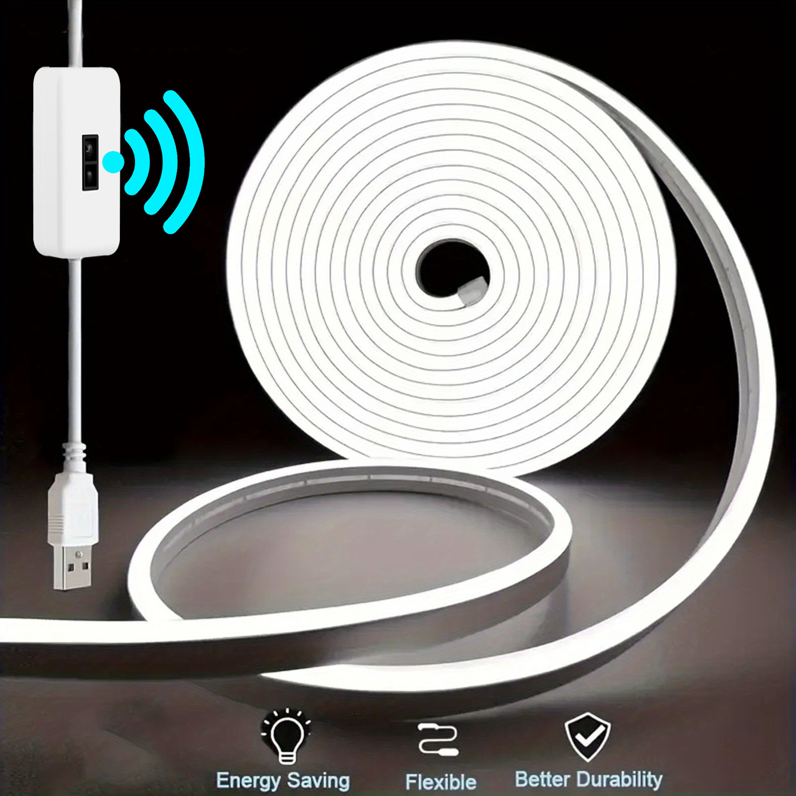 Outdoor Lighting Led Strip - モーションセンサーネオン LED ライトストリップ USB 調光可能なスイッチネオンサイン柔軟なシリコーンロープチューブ防水家庭用屋外装飾
