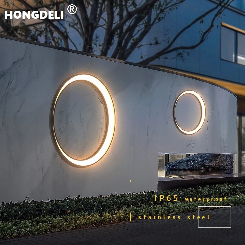 Outdoor Lighting Amazon - モダンな屋外パティオライト月型IP65防水ステンレス鋼製丸型壁掛けランプ、クリエイティブなポーチ装飾用110V-220V対応