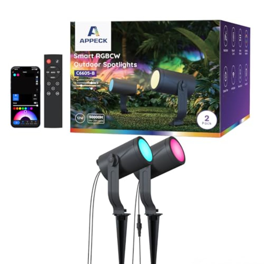 Outdoor Lighting Kits Low Voltage - 屋外スポットライト 600lm、スマート景観照明キット、RGBCW色変更低電圧景観照明、IP65防水、アプリ対応