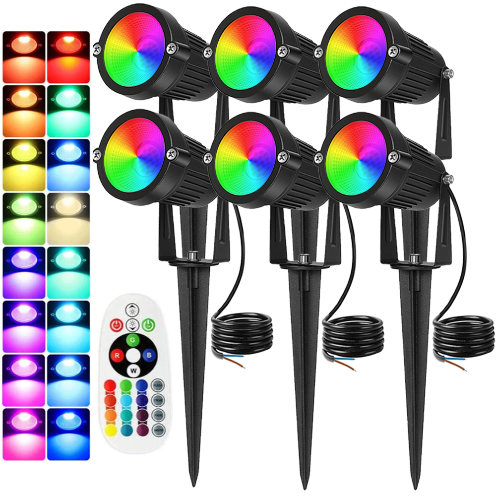 Outdoor Lighting Ip65 - RGBW景観照明10Wリモコン付きスポットライト110V 220V IP65防水、庭、木、芝生、庭園、屋外、クリスマスライト用