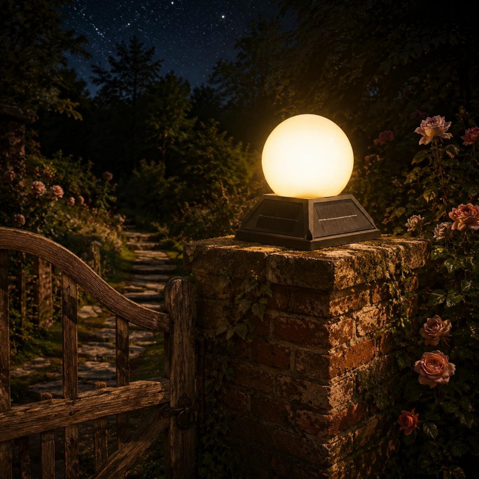Outdoor Lighting Ip65 - ソーラーポストキャップライトワイヤレスコントローラー制御ソーラーピラーライトポストキャップランプ耐候性屋外グローブランプ