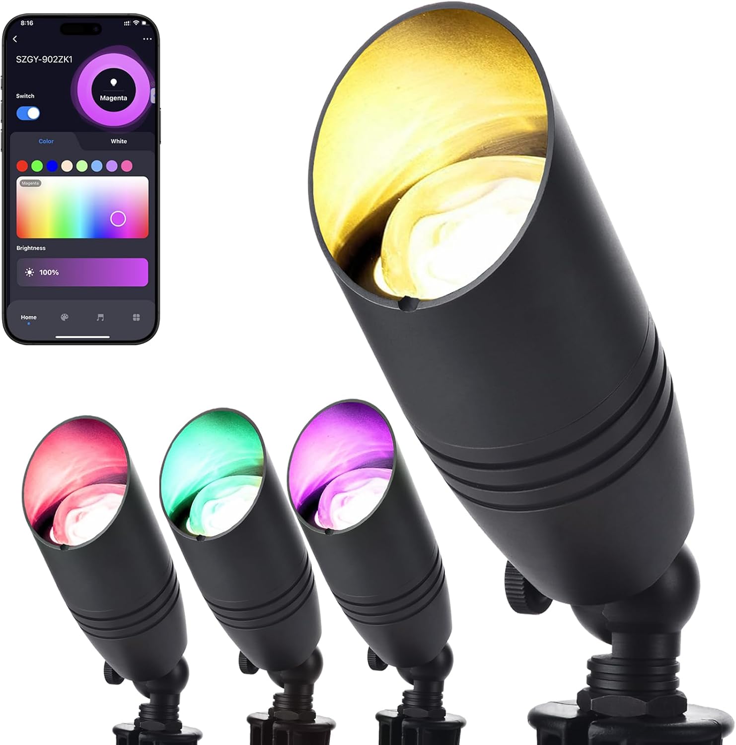 Outdoor Lighting Kits Low Voltage - RGB低電圧景観照明キット 12ボルト変色景観照明 IP65耐候性アルミ屋外アップライト スマート