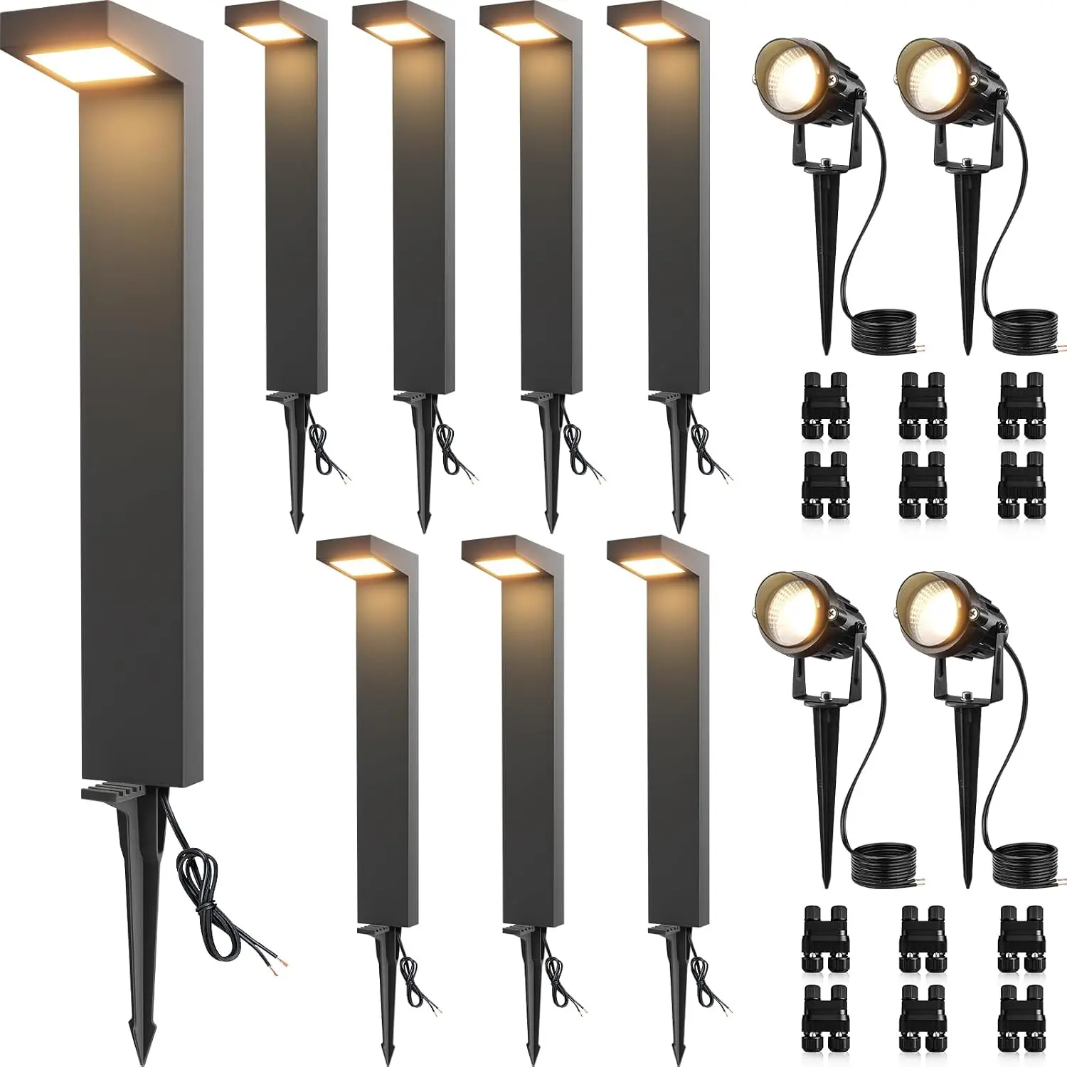 Outdoor Lighting Kits Low Voltage - LED低電圧景観照明キット 屋外防水低電圧通路照明 スポットライト付き 3000K モダン屋外照明