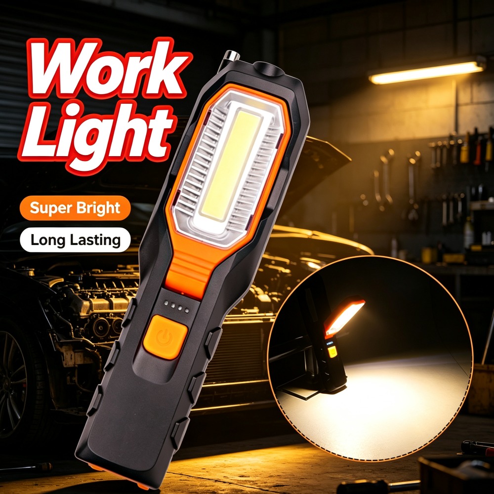Outdoor Lighting Beacon - 新しいLED作業灯、内蔵バッテリー、USB充電式、磁気回転式アンテナ付き、屋外メンテナンス用トーチ