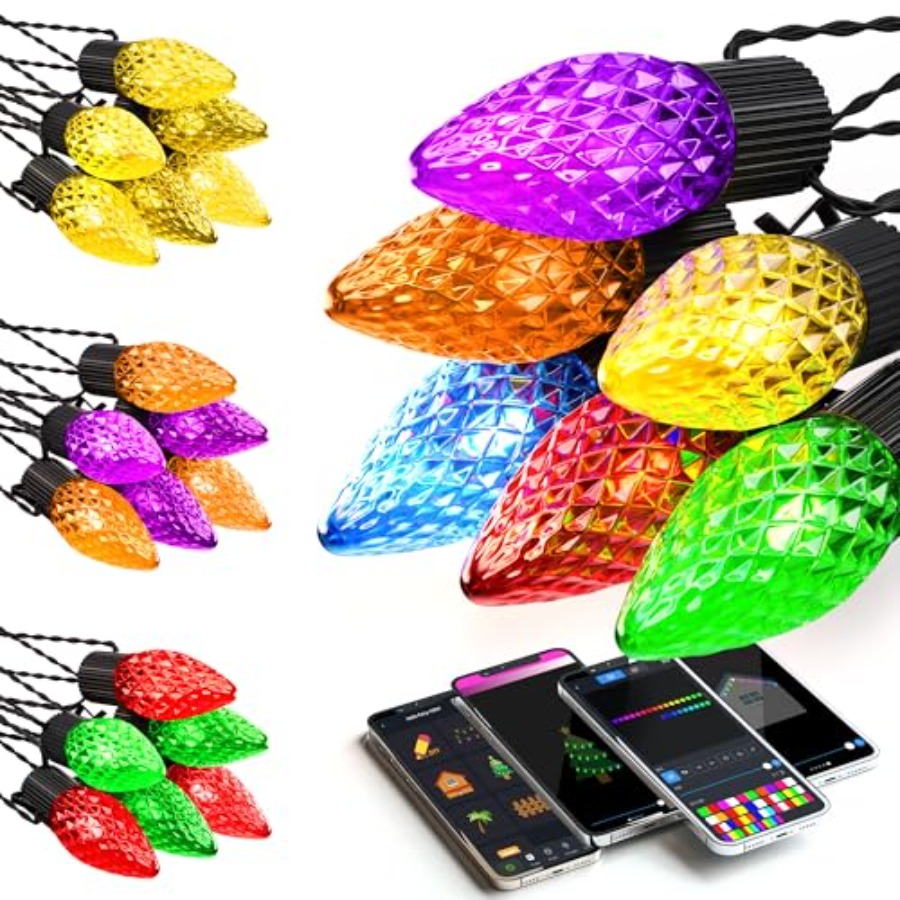Outdoor Lighting No Wiring - 屋外用クリスマスライト、PVCコーティング銅線、マルチカラー、APP制御RGB、80種類以上のモード、防水、100フィート150LEDストリングライト