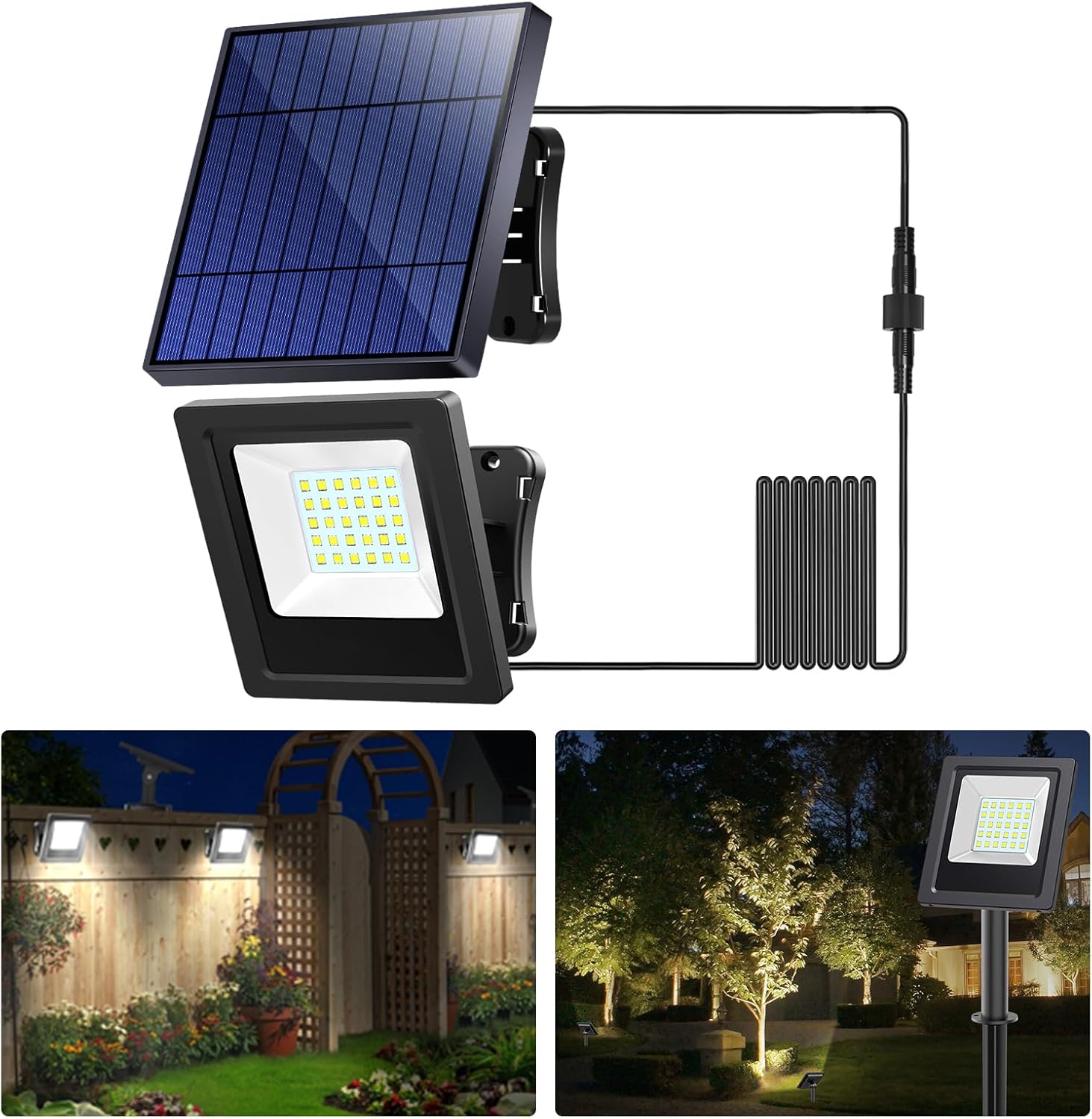 Outdoor Lighting Dusk To Dawn - インテランプ 長寿命バッテリー 4000mah 屋外ソーラーライト フラッドセキュリティライト 夕暮れから夜明けまで点灯