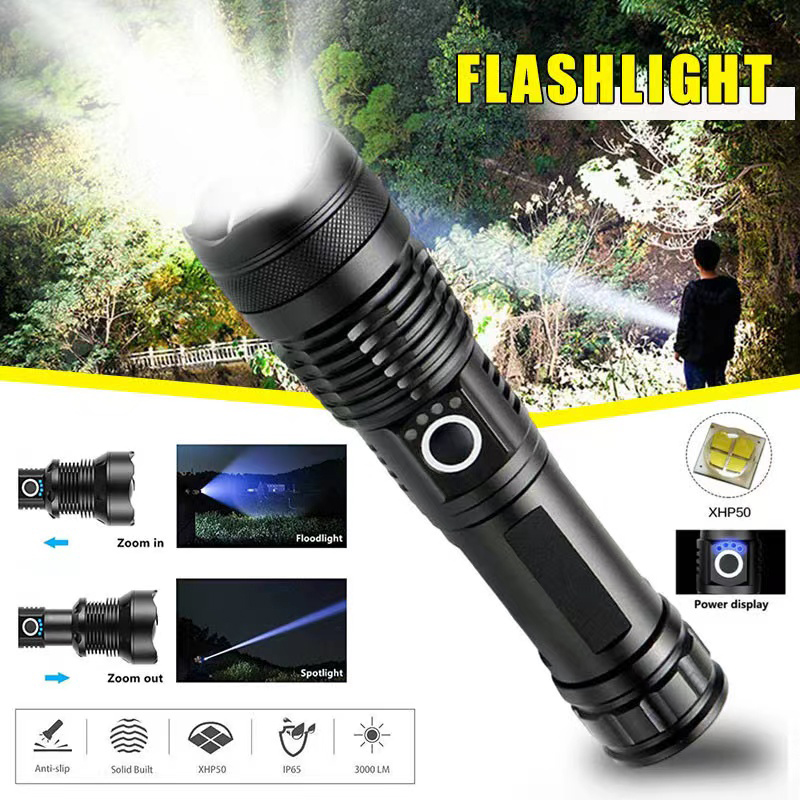 Outdoor Lighting Replacement Bulbs - ハイパワー XHP70 LED 懐中電灯 USB-C 充電式トーチ