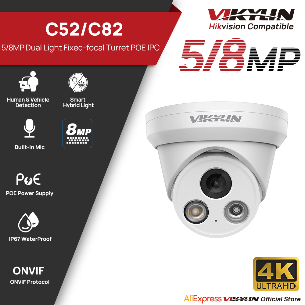 VIKYLIN 5/8MP 4K IP カメラデュアルライト - Outdoor Lighting Under Roof のレビューと価格