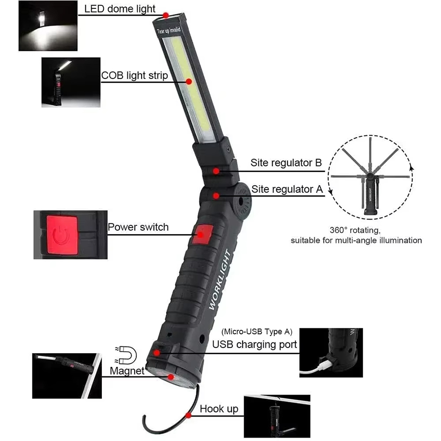 ポータブル LED 懐中電灯 磁気フック付き 屋外修理作業灯 - Outdoor Lighting Beacon のレビューと価格
