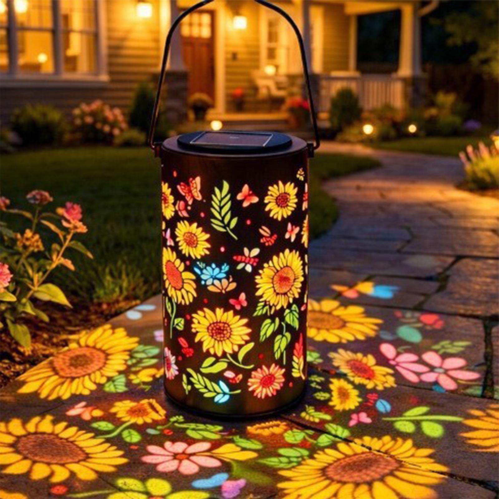 ひまわりソーラーランタン耐候性金属製カラフルなひまわりソーラ - Outdoor Lighting Pathway のレビューと価格
