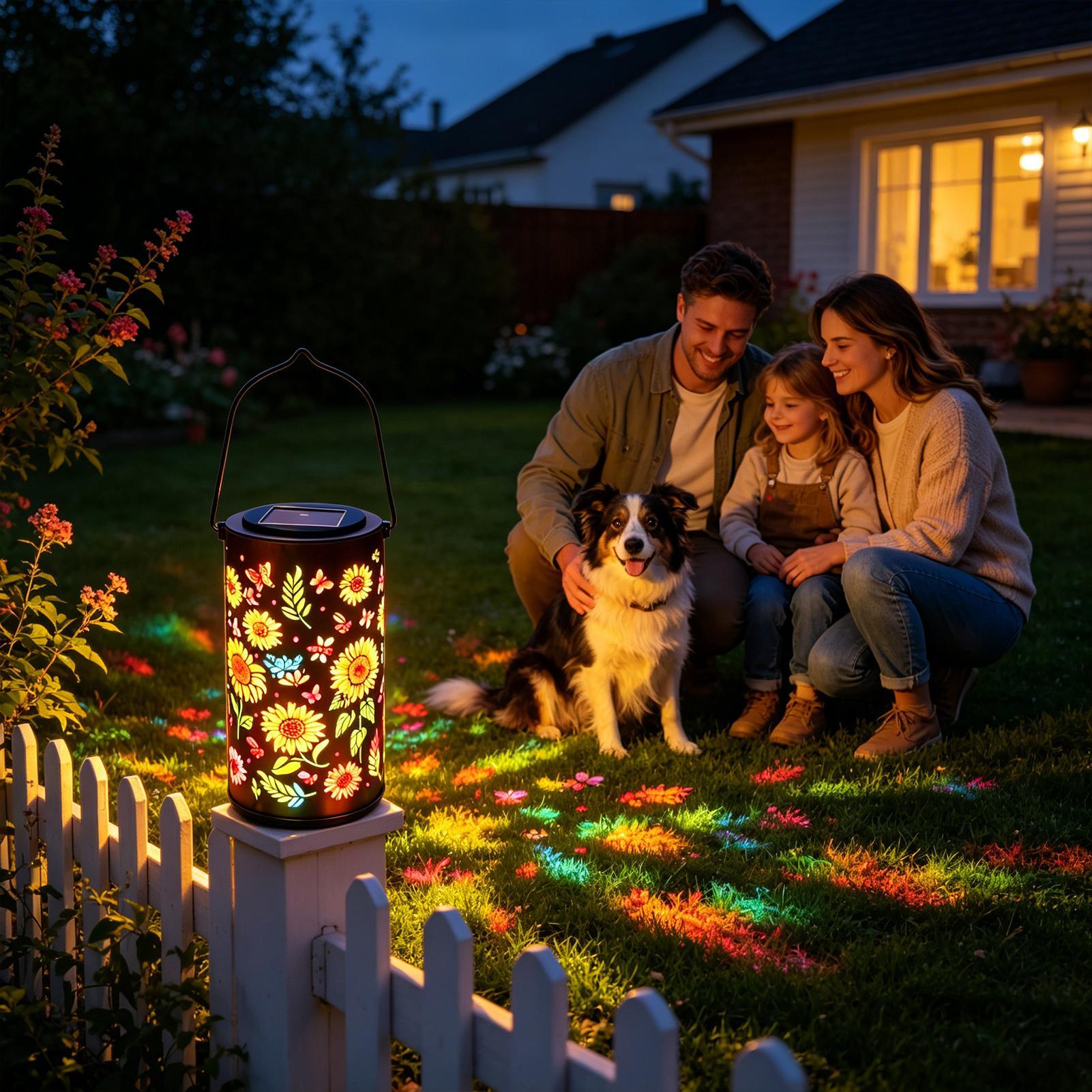 ひまわりソーラーランタン耐候性金属製カラフルなひまわりソーラ - Outdoor Lighting Pathway のレビューと価格