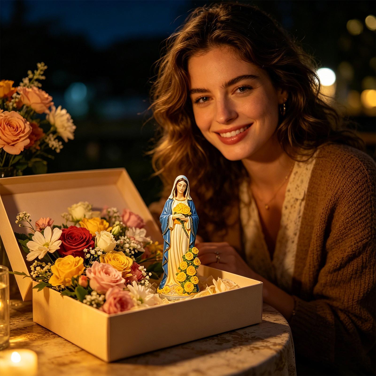 聖母マリアソーラー像ガーデンデコレーションソーラーレジンフィ - Outdoor Lighting Ground のレビューと価格