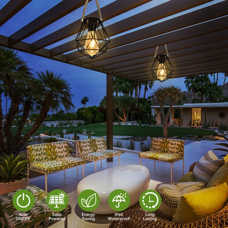 屋外ソーラーアイアンアートレトロペンダントライト LED E - Outdoor Lighting Restaurant のレビューと価格