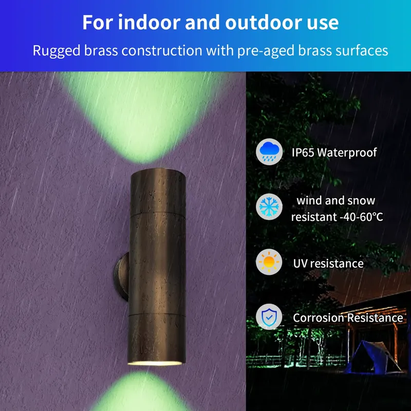 耐久性のある真鍮製屋外LEDウォールライト、IP65防水設計 - Outdoor Lighting Pathway のレビューと価格