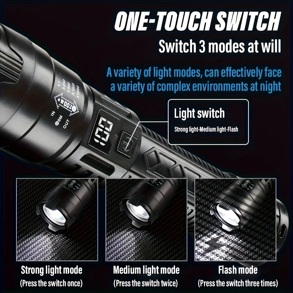 戦術的な LED 懐中電灯 2000LM USB 充電式防水 - Outdoor Lighting Replacement Bulbs のレビューと価格