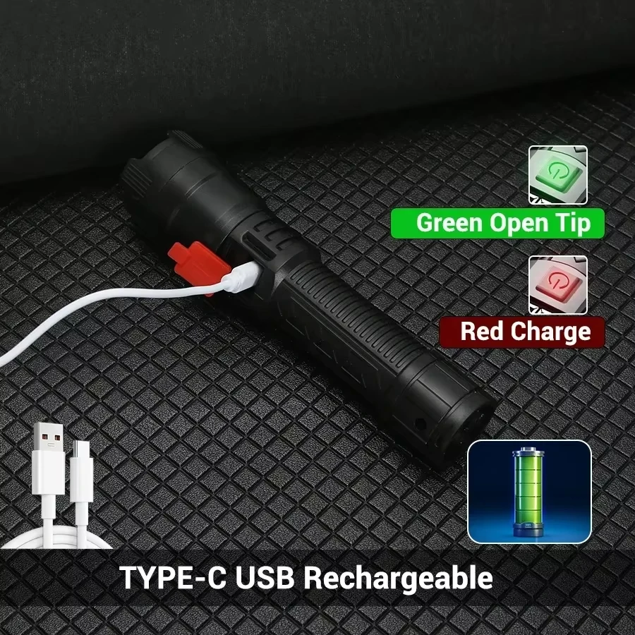 戦術的な LED 懐中電灯 2000LM USB 充電式防水 - Outdoor Lighting Replacement Bulbs のレビューと価格