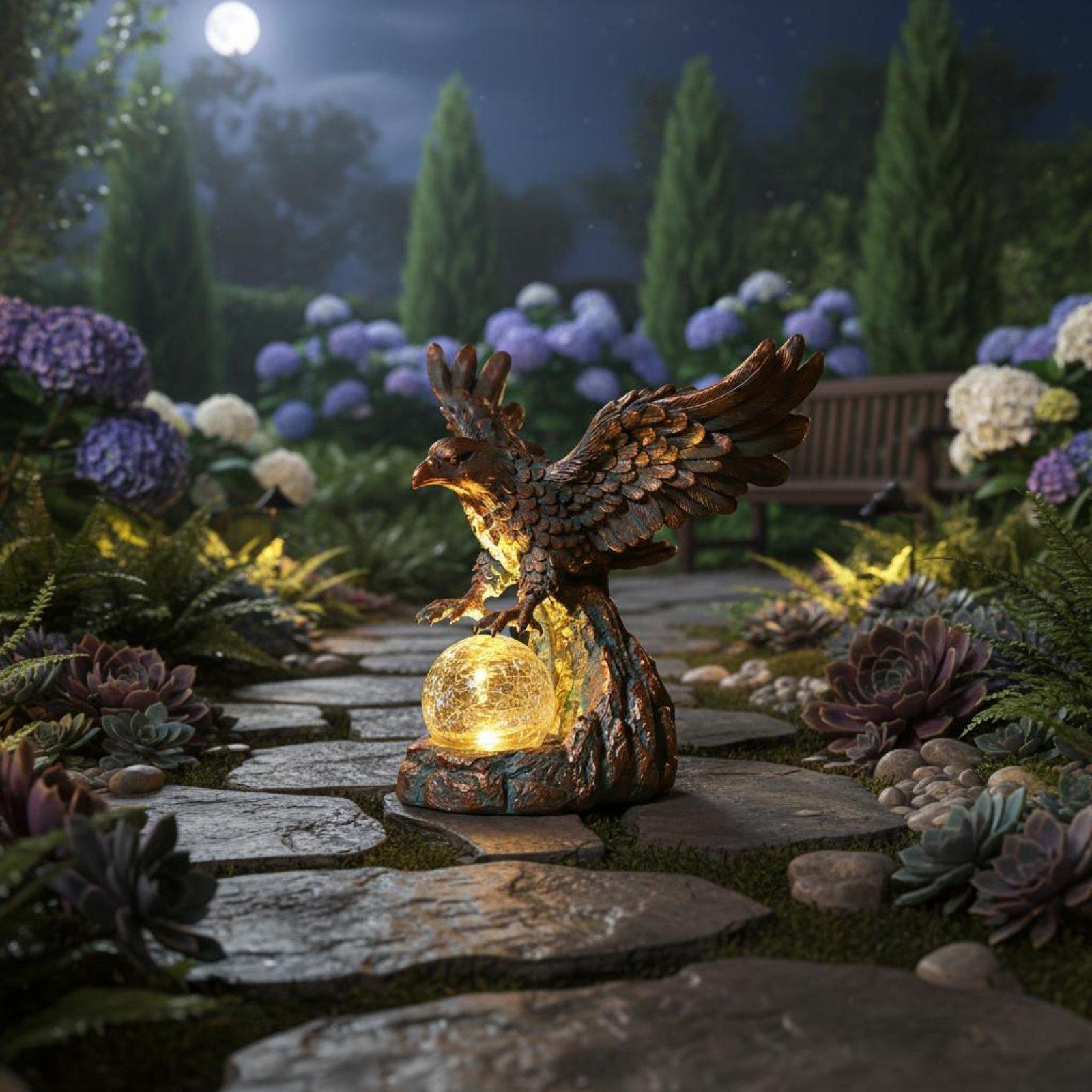 ソーラーイーグル像ライト 防水屋外照明 庭、通路用 - Outdoor Lighting Pathway のレビューと価格