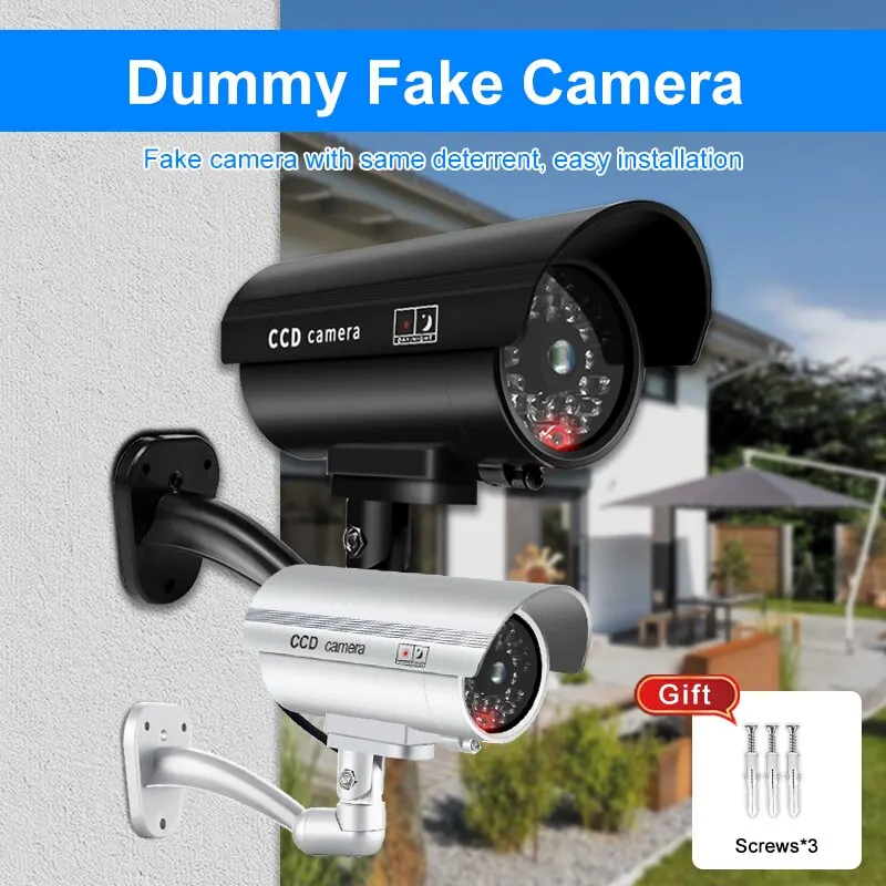 1PC ダミーセキュリティカメラ防水屋内屋外偽CCTV監視シ - Outdoor Lighting No Wiring のレビューと価格