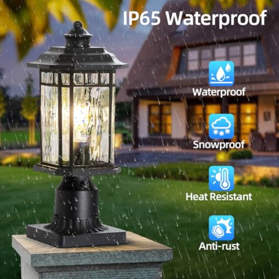 2個パック屋外ポストライト、夕暮れから夜明けまで点灯する屋外 - Outdoor Lighting Dusk To Dawn のレビューと価格
