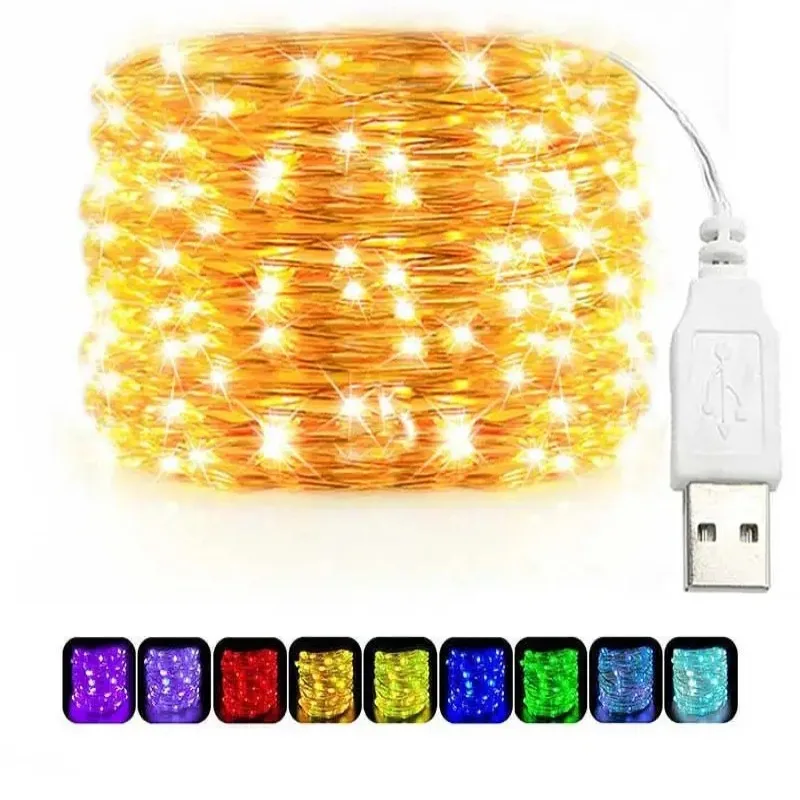 USB LED ストリングライト銅銀線ガーランドライト防水  - Outdoor Lighting No Wiring のレビューと価格