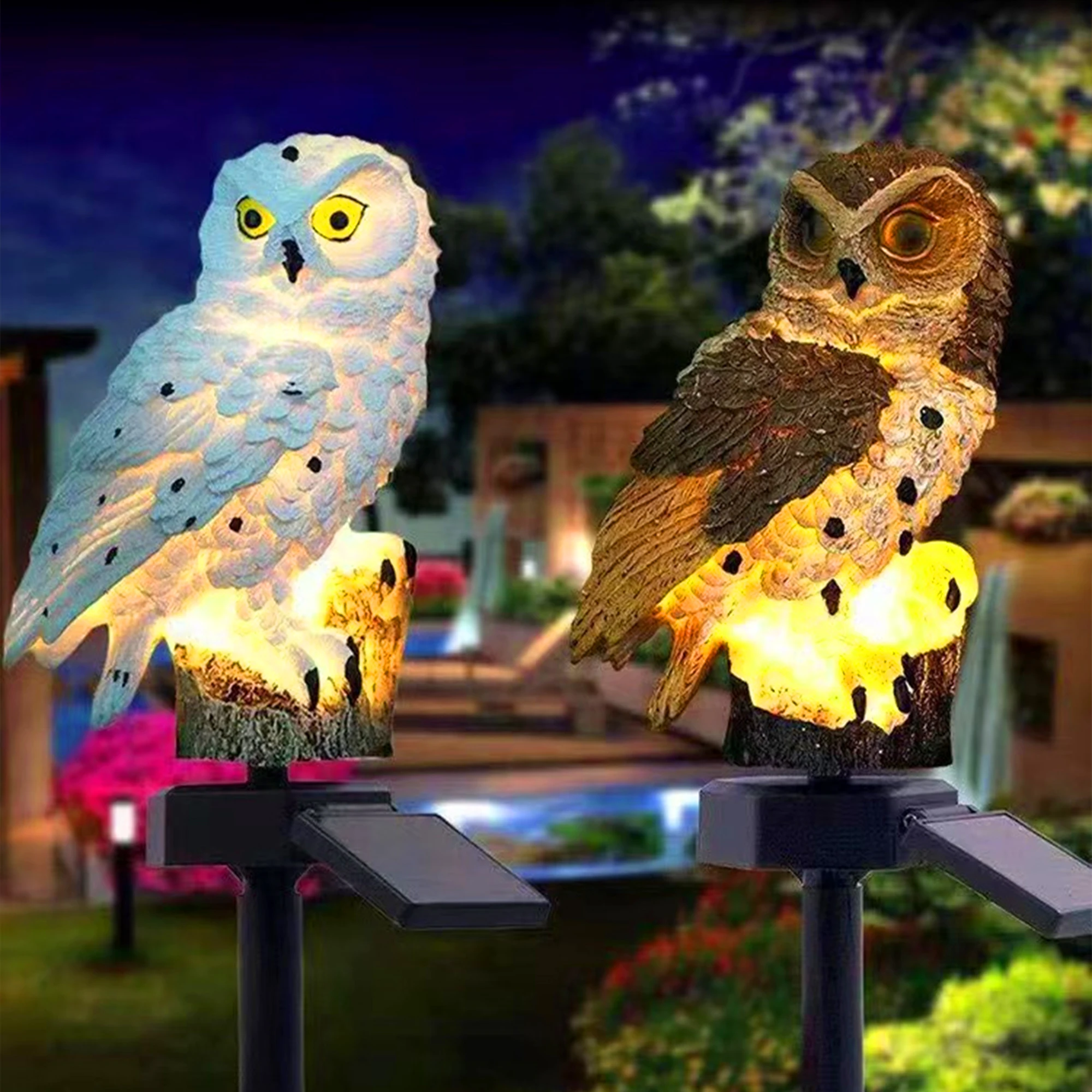 屋外用LEDフクロウ型ガーデンライト2個セット。ソーラー充電 - Outdoor Lighting Ground のレビューと価格