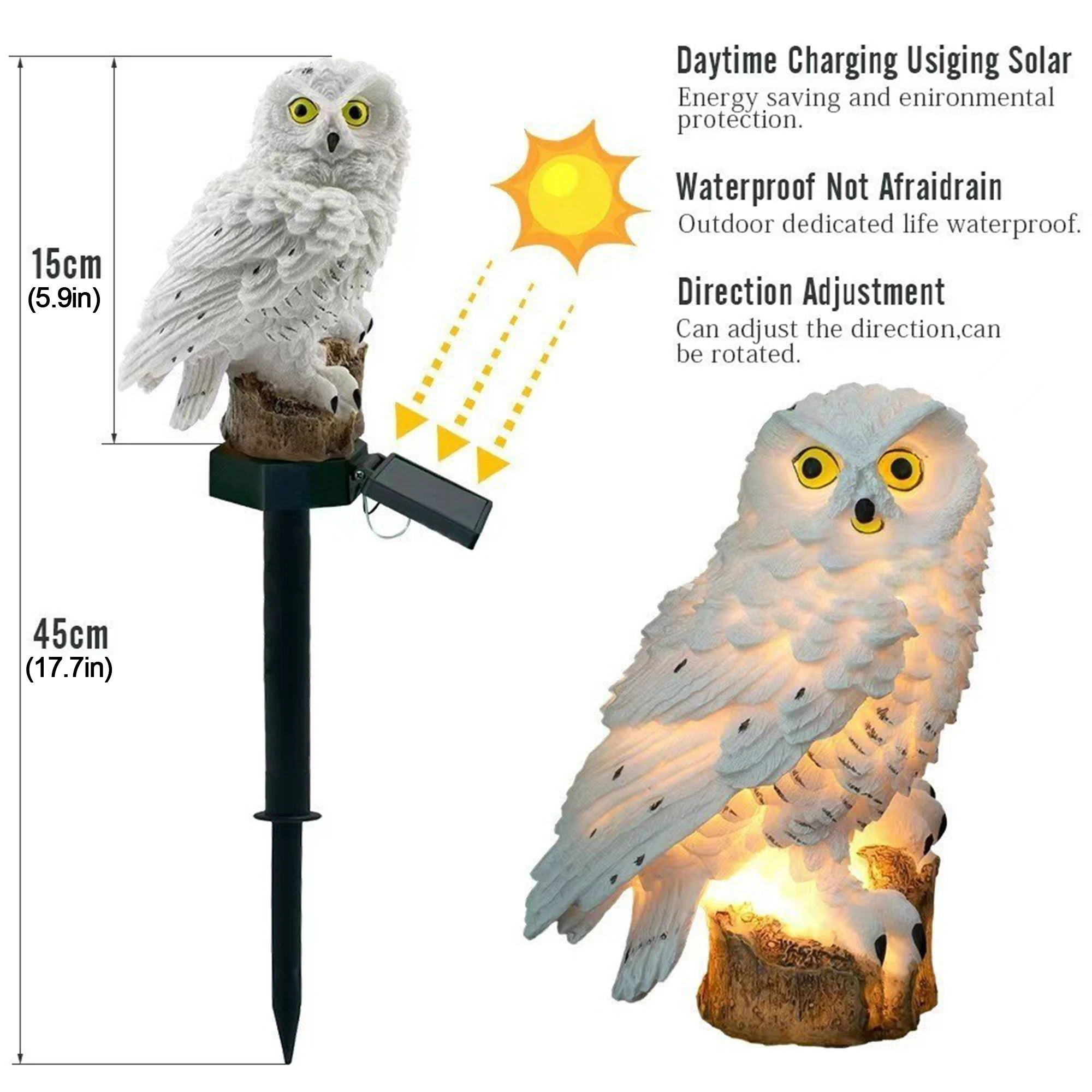 屋外用LEDフクロウ型ガーデンライト2個セット。ソーラー充電 - Outdoor Lighting Ground のレビューと価格
