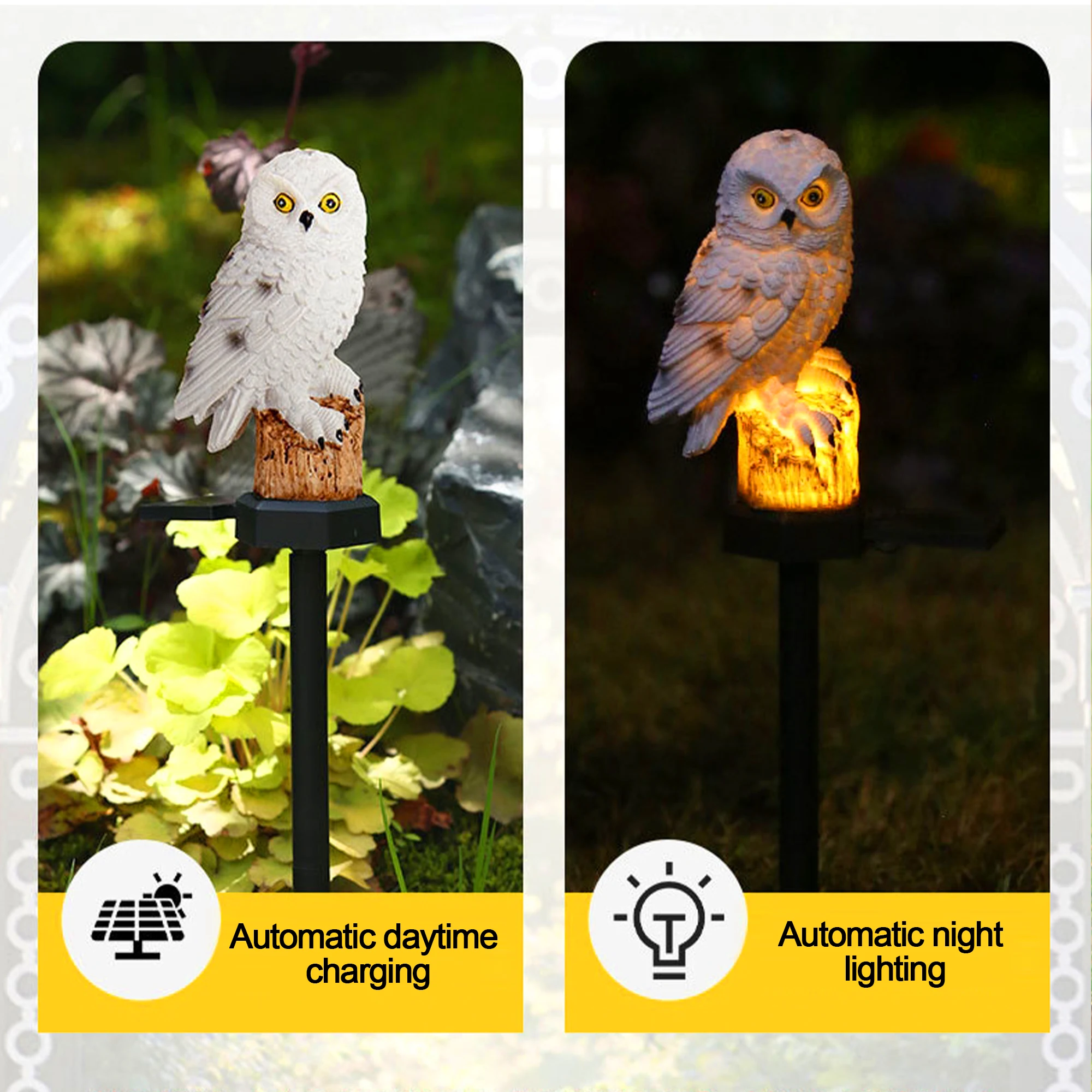 屋外用LEDフクロウ型ガーデンライト2個セット。ソーラー充電 - Outdoor Lighting Ground のレビューと価格
