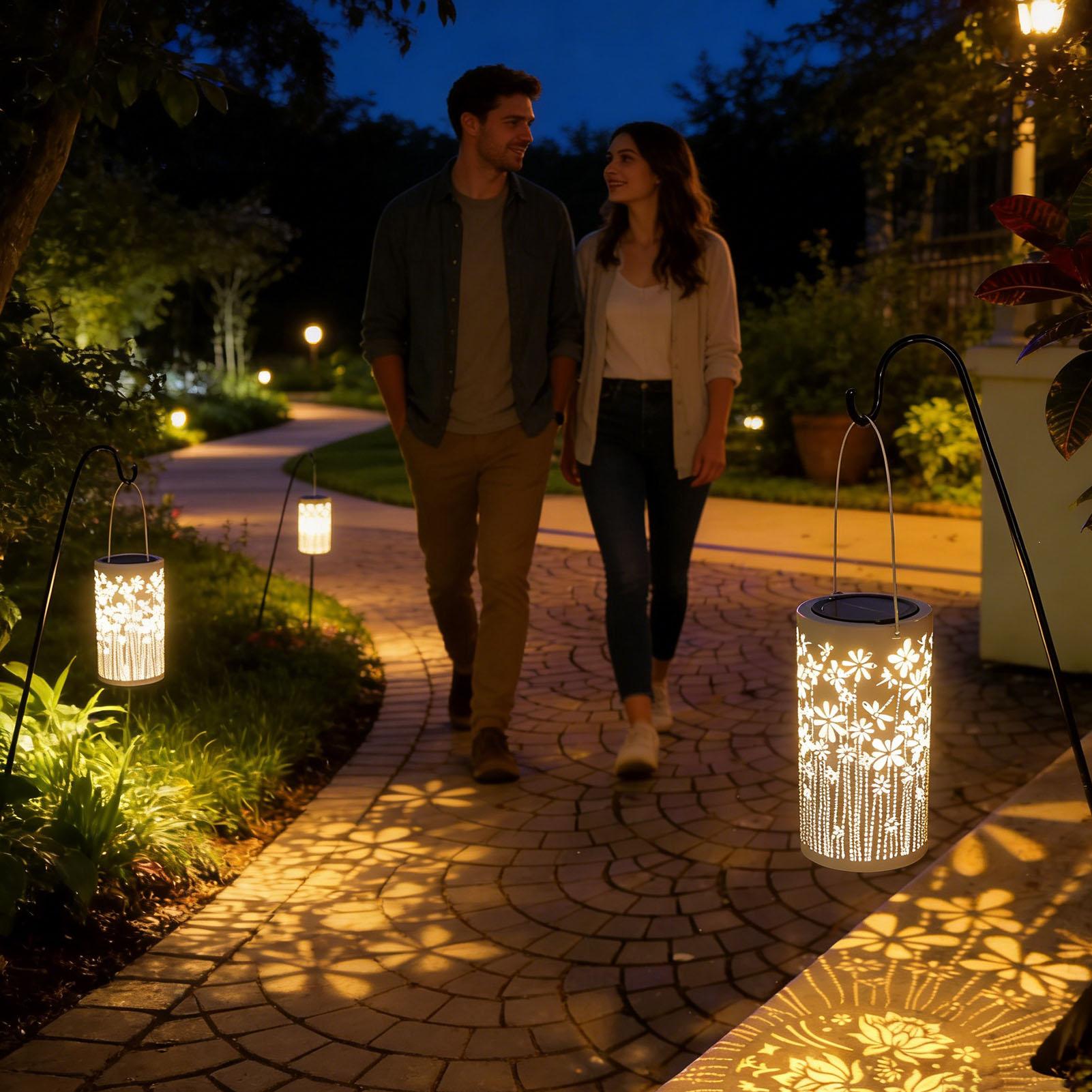 ソーラーランタン装飾的なカラフルな金属製フラワーライトソーラ - Outdoor Lighting Pathway のレビューと価格