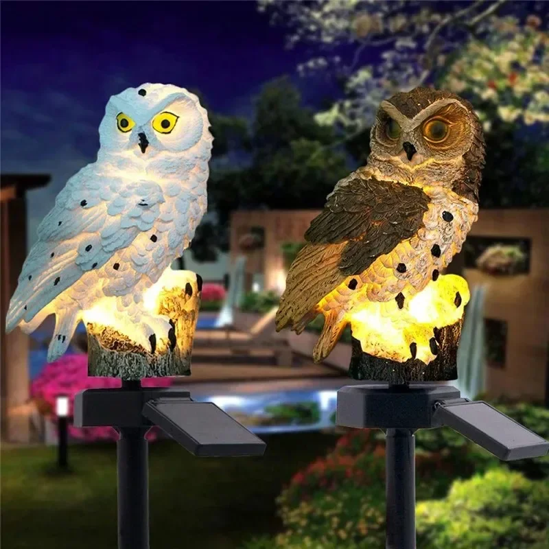 ソーラーフクロウ像ガーデンライトLED防水屋外装飾、庭やパテ - Outdoor Lighting Beacon のレビューと価格