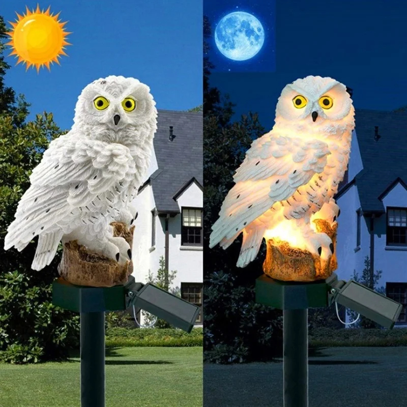 ソーラーフクロウ像ガーデンライトLED防水屋外装飾、庭やパテ - Outdoor Lighting Beacon のレビューと価格