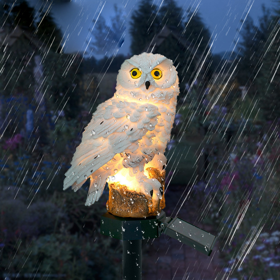 ソーラーフクロウ像ガーデンライトLED防水屋外装飾、庭やパテ - Outdoor Lighting Beacon のレビューと価格