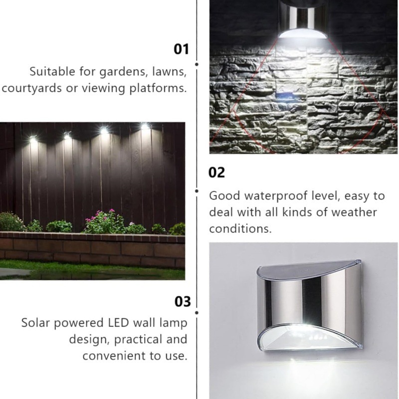 2 個ソーラーガーデンライトステンレス鋼中庭壁ランプ防水屋外 - Outdoor Lighting Amazon のレビューと価格
