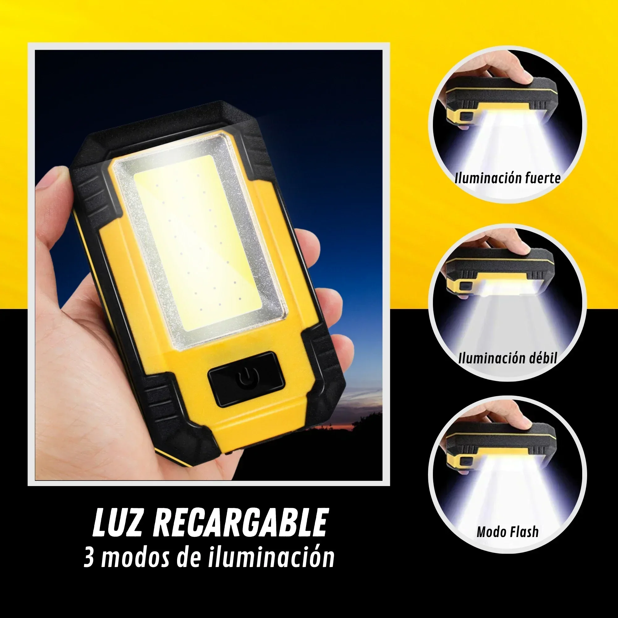 ポータブル4000mAh充電式作業灯 超高輝度COB懐中電灯 - Outdoor Lighting Beacon のレビューと価格