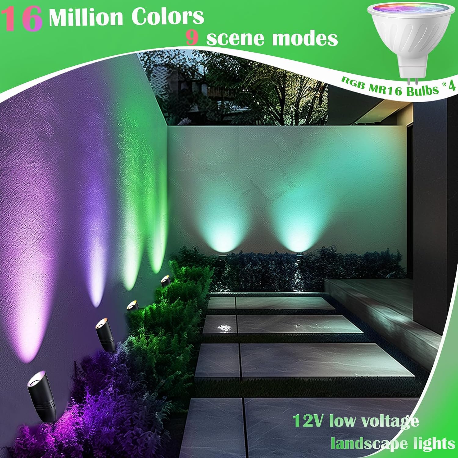 RGB低電圧景観照明キット 12ボルト変色景観照明 IP65 - Outdoor Lighting Kits Low Voltage のレビューと価格