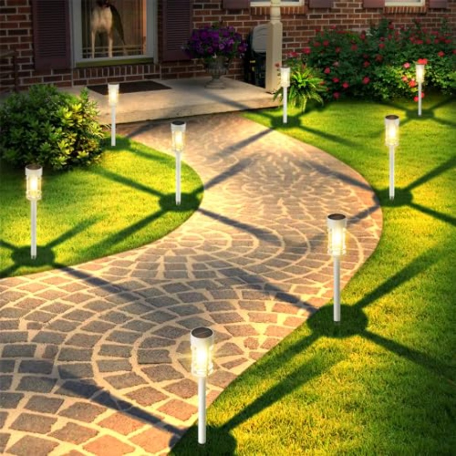 ソーラーパスウェイライト屋外防水、8パックLEDソーラーガー - Outdoor Lighting Dusk To Dawn のレビューと価格