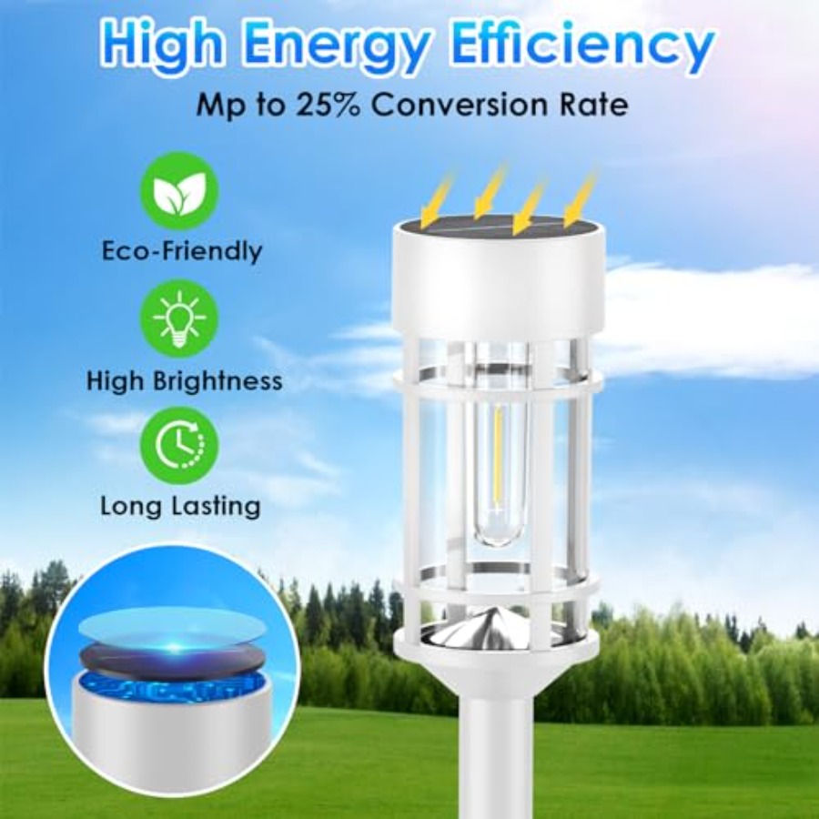ソーラーパスウェイライト屋外防水、8パックLEDソーラーガー - Outdoor Lighting Dusk To Dawn のレビューと価格