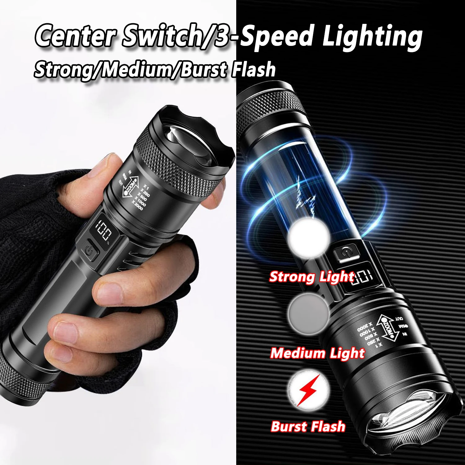 超高輝度 LED 懐中電灯 2000LM Type-C 充電 - Outdoor Lighting Replacement Bulbs のレビューと価格