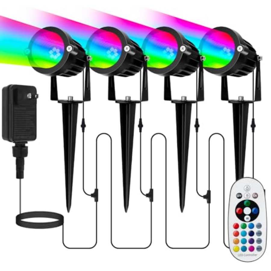 ハロウィンやクリスマス用の屋外スポットライト：4-in-1  - Outdoor Lighting Kits Low Voltage のレビューと価格