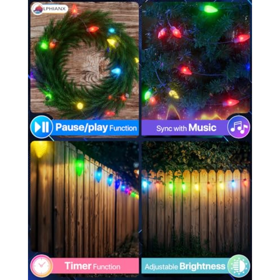屋外用クリスマスライト、PVCコーティング銅線、マルチカラー - Outdoor Lighting No Wiring のレビューと価格