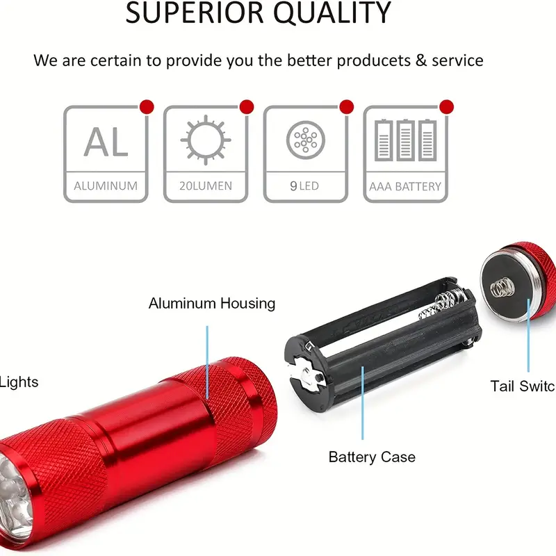 9 LED 白色光照明懐中電灯アルミニウムミニトーチ屋外ポー - Outdoor Lighting Not Working のレビューと価格